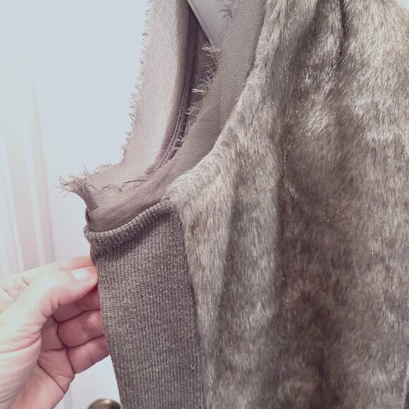 Simply Vera Vera Wang Faux Fur Vest/Shawl Women's-Tie/Front-Sheer Shoulder-Med - Picture 8 of 16